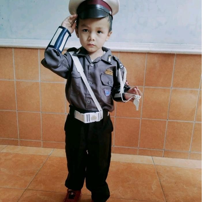 BAJU POLISI ANAK /SERAGAM POLISI ANAK/BAJU POLISI ANAK/POCIL Politik/Meme Fashion - s, Cowo pakai ce