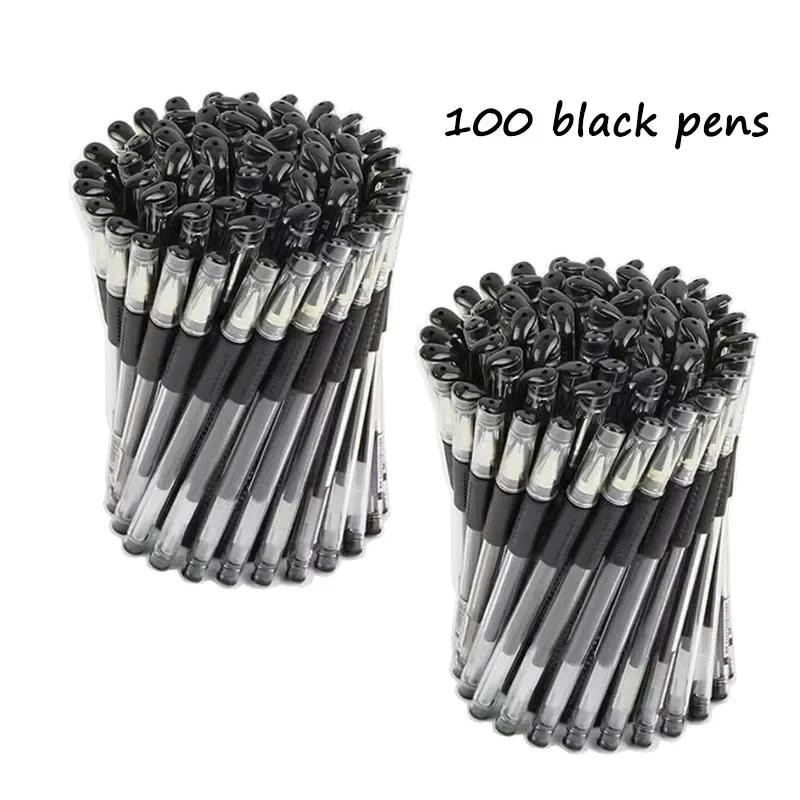 

100PCS 0.5mm Gel Pens, Medium Point Ballpoint Pens, Bullet Nib, Smooth Writing, Black Blue Red Ink for School, Office, Business