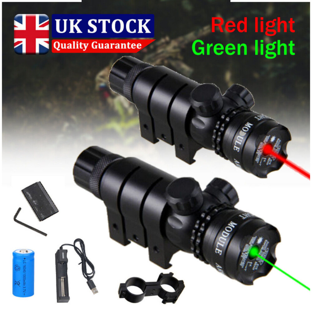 COD TaffLED Laser Senapan Warna Hijau Merah Charger + Batre Dot Scope Mount Baterai Charger - JG-1