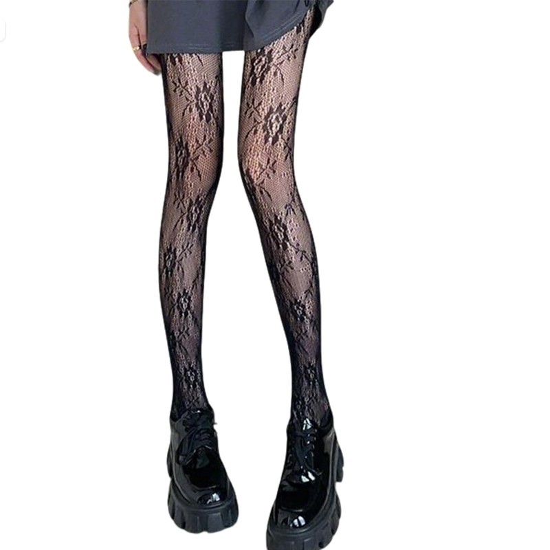 ASTARA - Stocking Putih Lace Stocking Motif Bunga Stocking Renda Stocking Bunga Warna Putih Dan