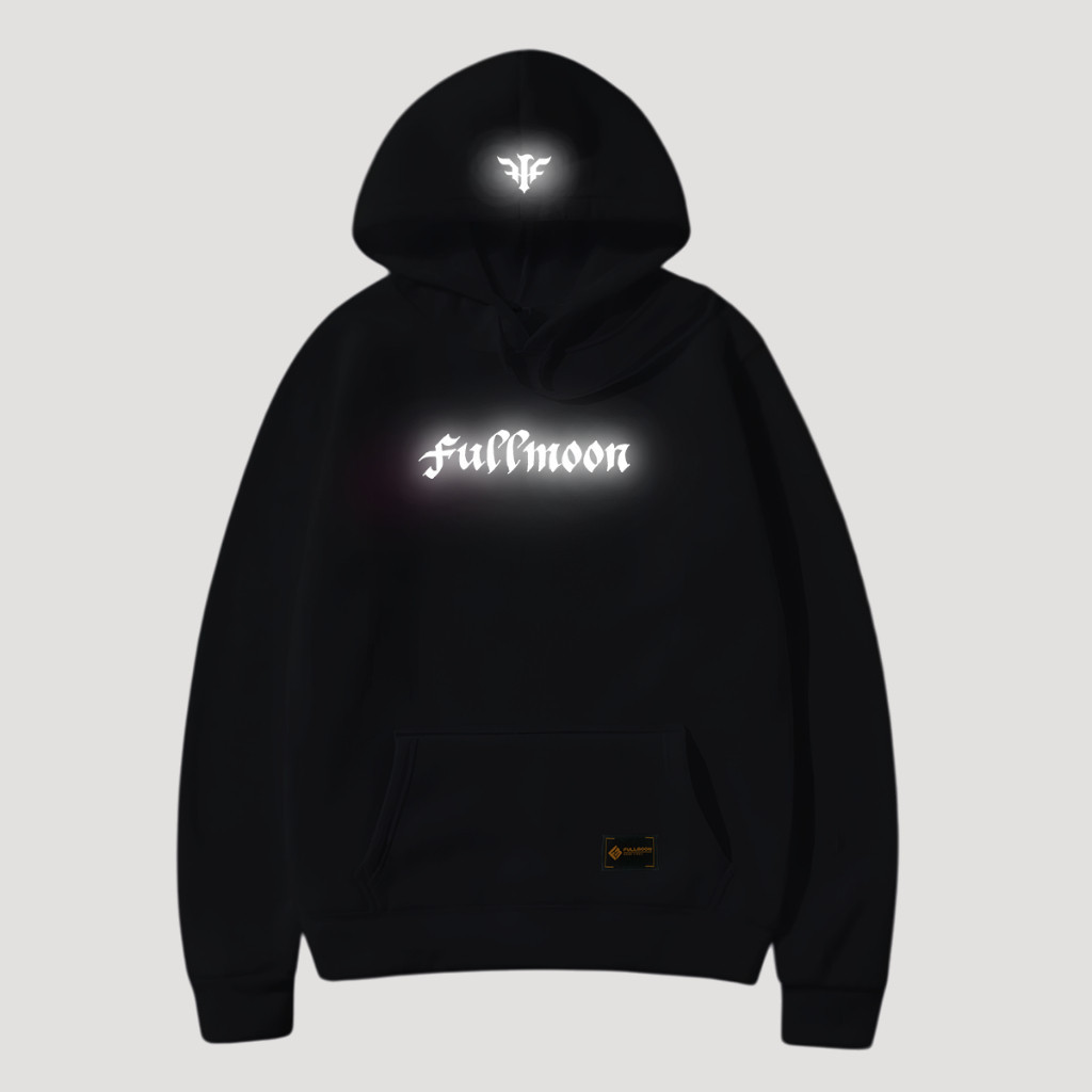 Hoodie Reflektif Motif Fullmoon Desain Simpel Sablonan Menyala FE1