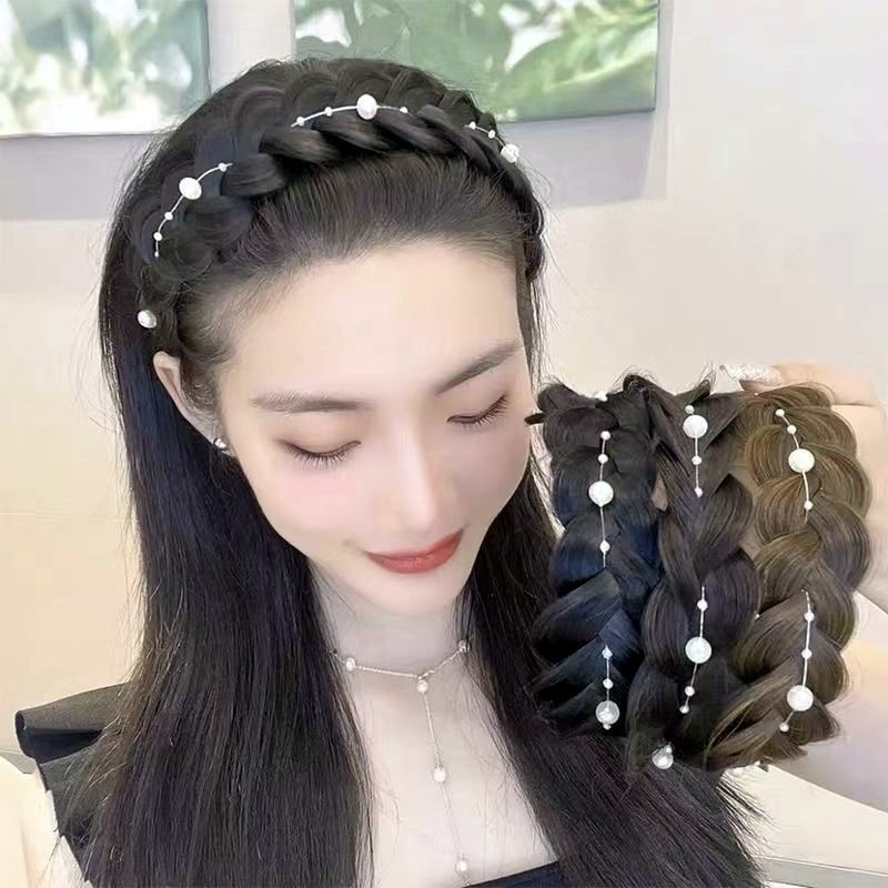 Bando Kepang Mutiara | Bando Kepang Rambut Model Kepang Hias Mutiara Gaya Korea Kekinian Kepang Ramb