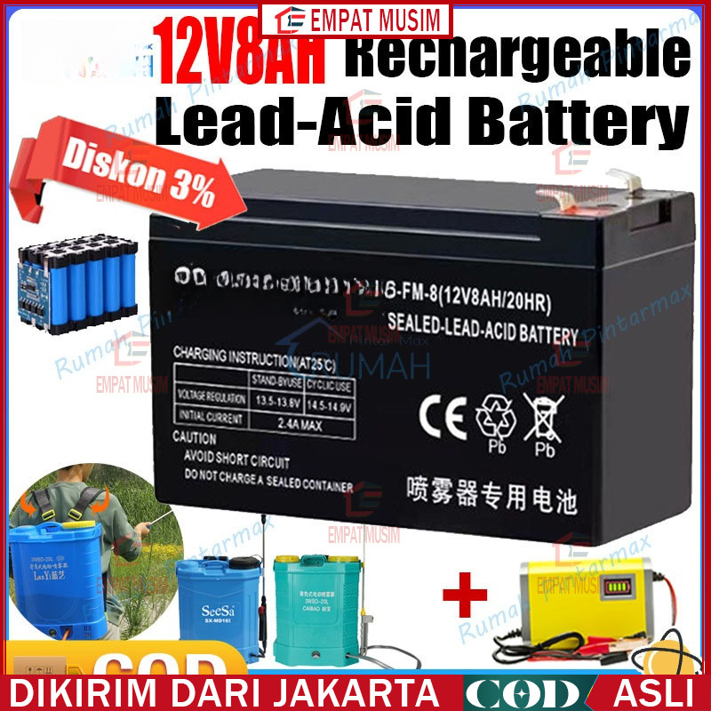 6 volt 4.5 Amper Battery motor mainan anak mobil mobilan Aki Sepeda Listrik Battery 6v 7ah motor cas