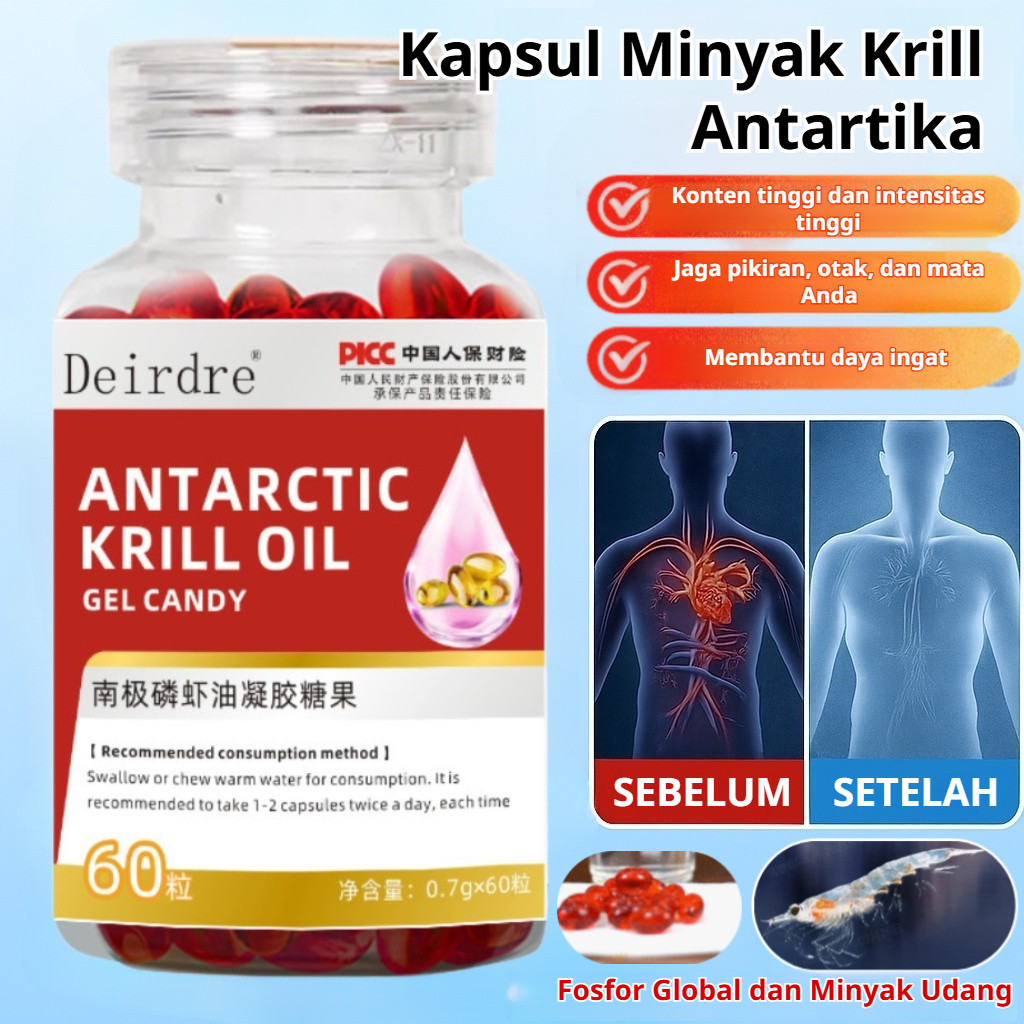 Krill Oil Antarctica Upgrade 60 Kapsul – Omega-3 EPA/DHA 400 Mg + Astaxanthin 1 Mg, Serap 3× Lebih C