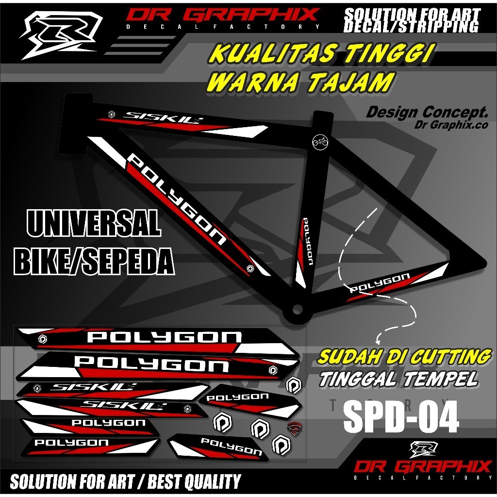 SPD-04 Striping Udah Dipotong Sticker Sepeda ALL BMX Universal Sticker Motif New POLYGON
