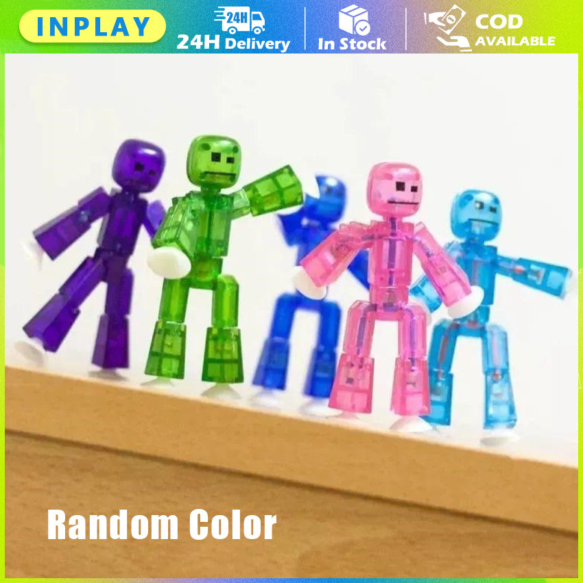 Stikbot Action Figure Lucu / Mainan Robot Stickman dengan Cangkir Hisap / Mainan Anti Stress Lentur 