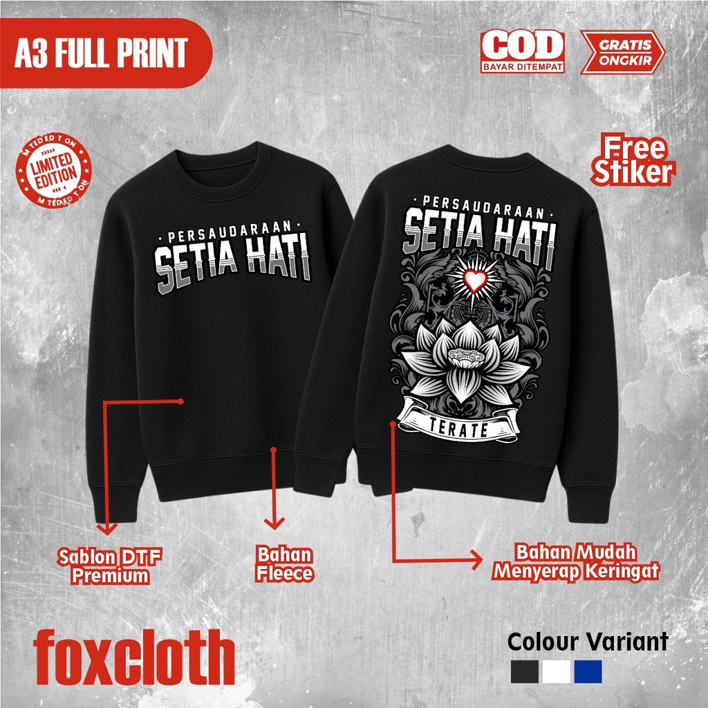 SWEATER PSHT PERSAUDARAAN SETIA HATI TERATE MOTIF BUNGA TERATAI SWEATER SH TERATE LENGAN PANJANG - S