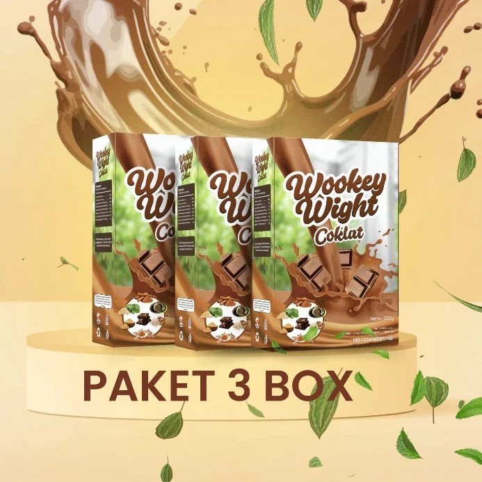 

HARGA PROMO!!! 3 BOX Wookey Weight Coklat-Susu Penambah Berat Badan Rasa Coklat 3 paket