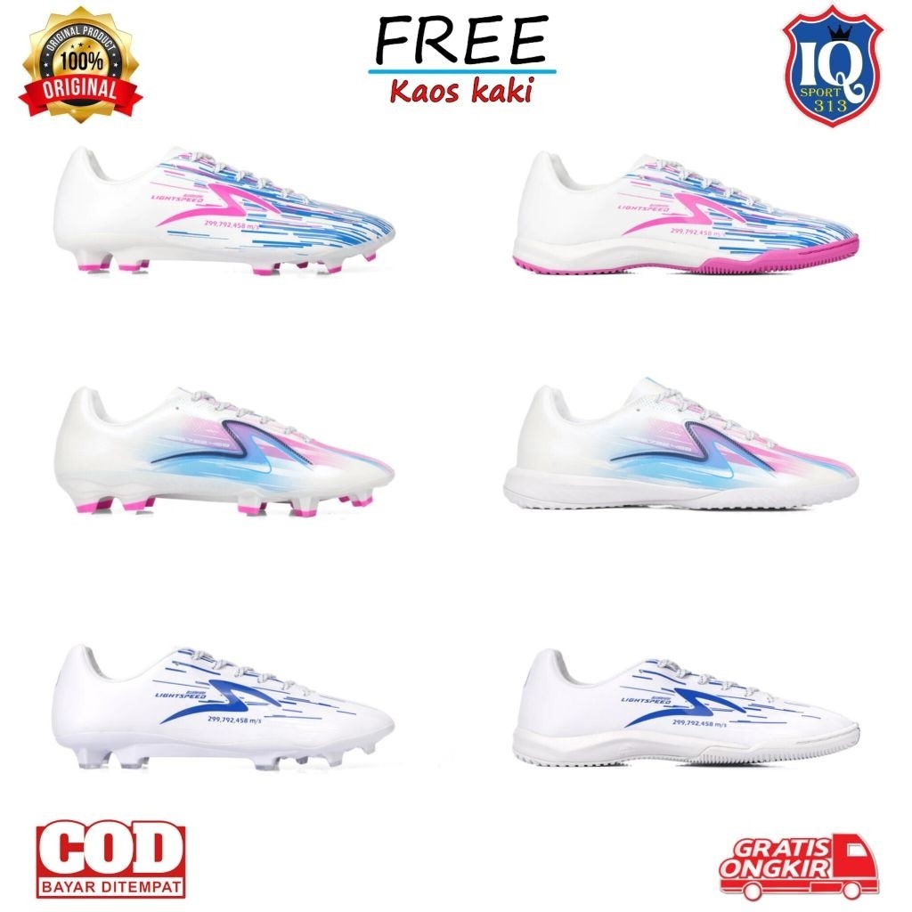 Sepatu Bola Specs Accelerator Lightspeed LS Reborn FG IN Black Gold Iluminate Pack White Pearlized M