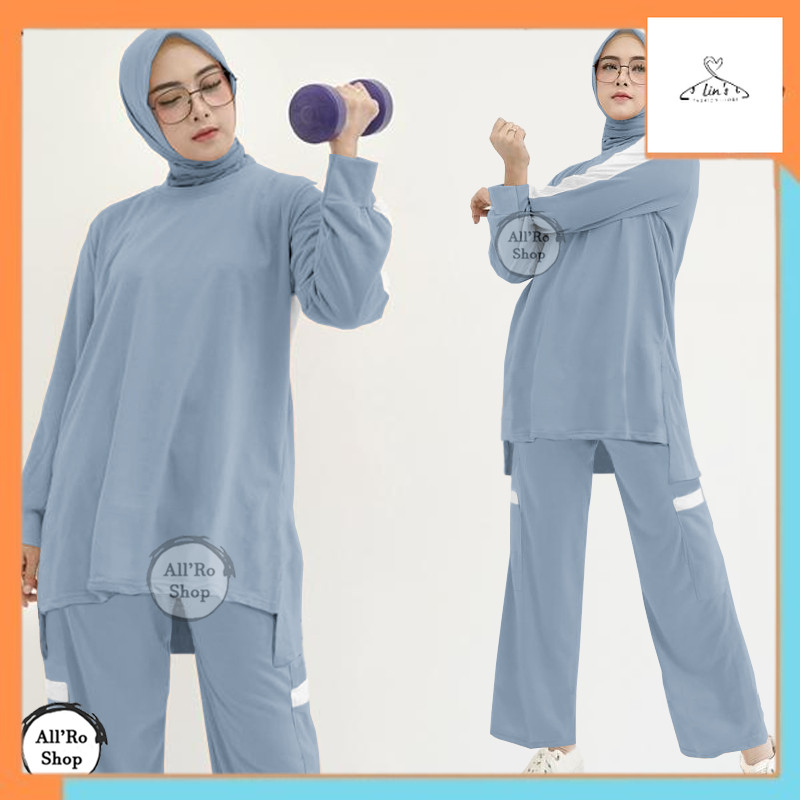 Outfit olahraga Set Nara - Setelan Olahraga Wanita Muslim Hijab Syari Sopan OneSet Baju dan Celana S
