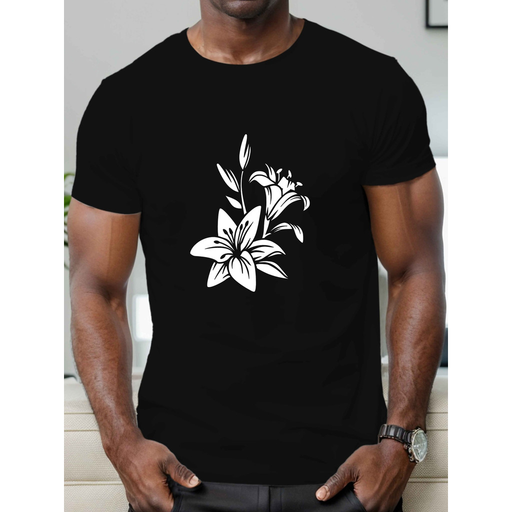 Kaos Pria Bunga - Kaos Pria Lengan Pendek Motif Bunga Keren