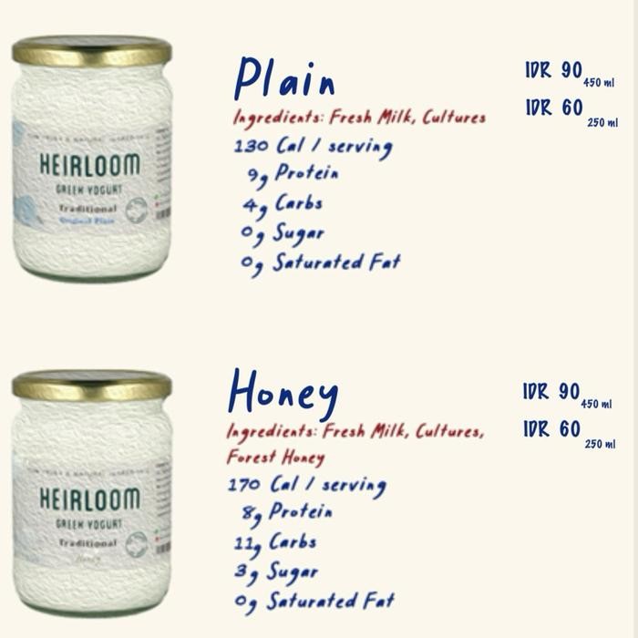 Heirloom Greek Yogurt Jar 450ml - Freshly & Traditionally Made Tanpa Pengawet & Active Live Cultures