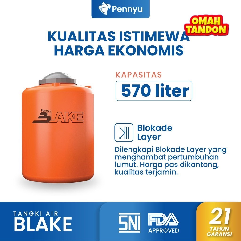 PENNYU Tandon / Tangki / Toren Air BLAKE Series Kapasitas 570 Liter