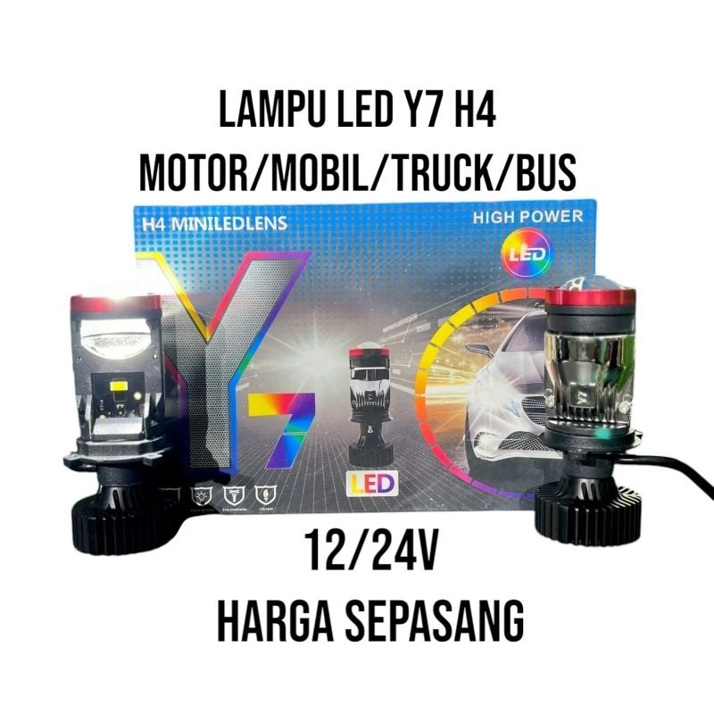 LAMPU LED Y7 H4 12-24V LAMPU UTAMA Y7D MINI PROYEKTOR  MOBIL PICKUP TRUCK & BUS LAMP