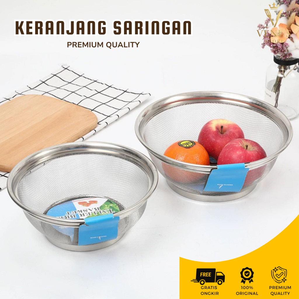 Baskom Bolong Sayur Baskom Stainless Wadah Cuci Sayur Baskom Saringan Stainless Baskom Penyaring
