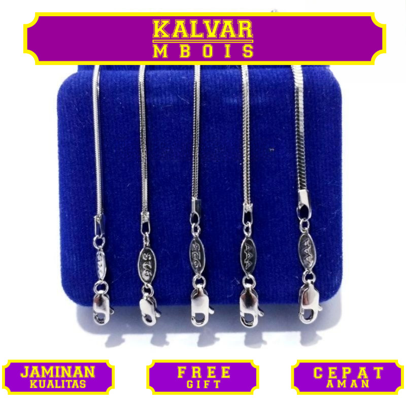 Kalung Perak Asli Silver Pria Wanita 925 Lapis Emas Putih Model Cassandra - Kalung Anti Karat - Pera