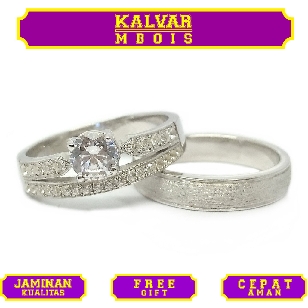 Cincin Nikah Couple Perak Asli Ukir Nama Elegan