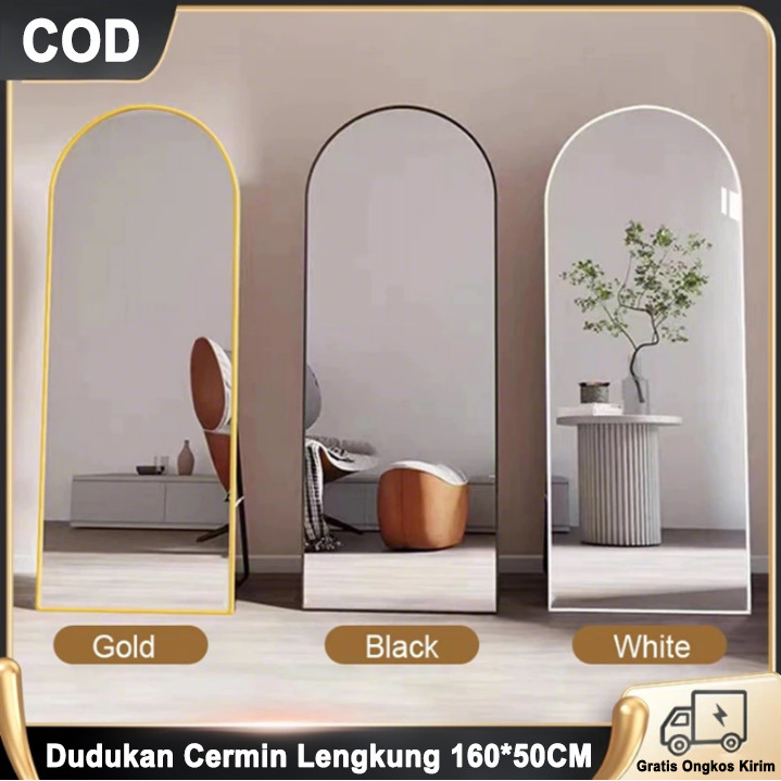 [Barang spot]Standing Mirror Premium Standing Mirror Cermin Standing Oval Standing Mirror 150 165*40