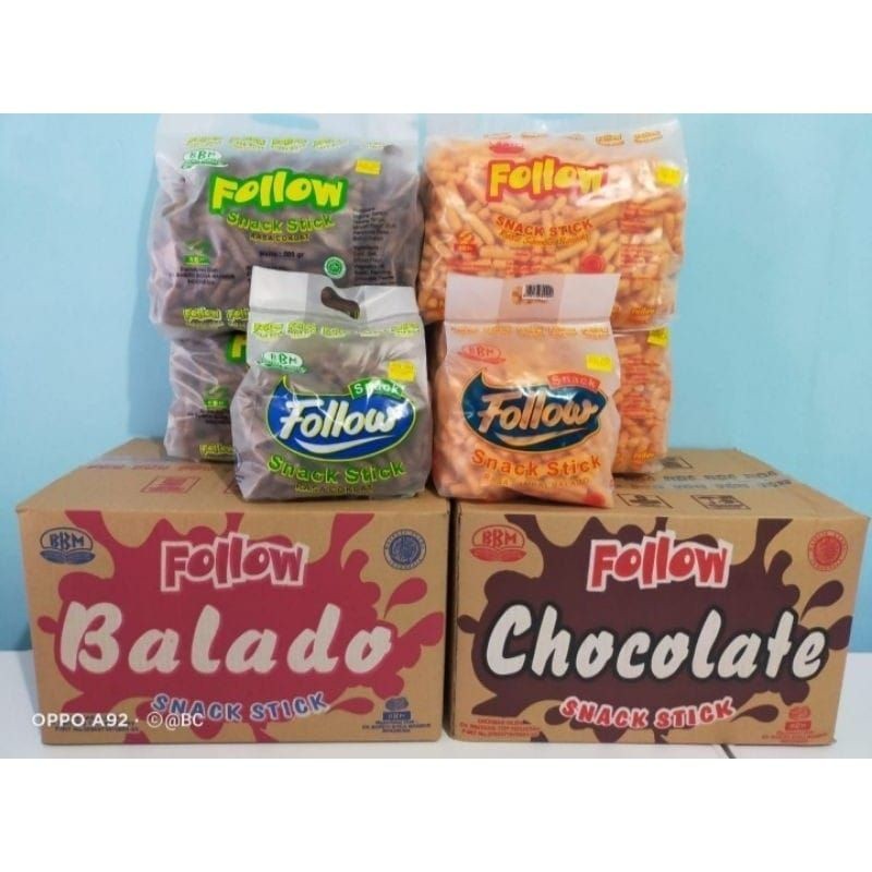 Follow Snack Stik Rasa Sambal Balado Cokelat Tes Balado Stik Twist Corn 225 g - ALF