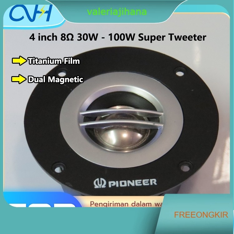 Speaker Tweeter 4 Inch 8 ohm 30-100 Watt Titanium Film Dual Magnet Super Tweter Speaker