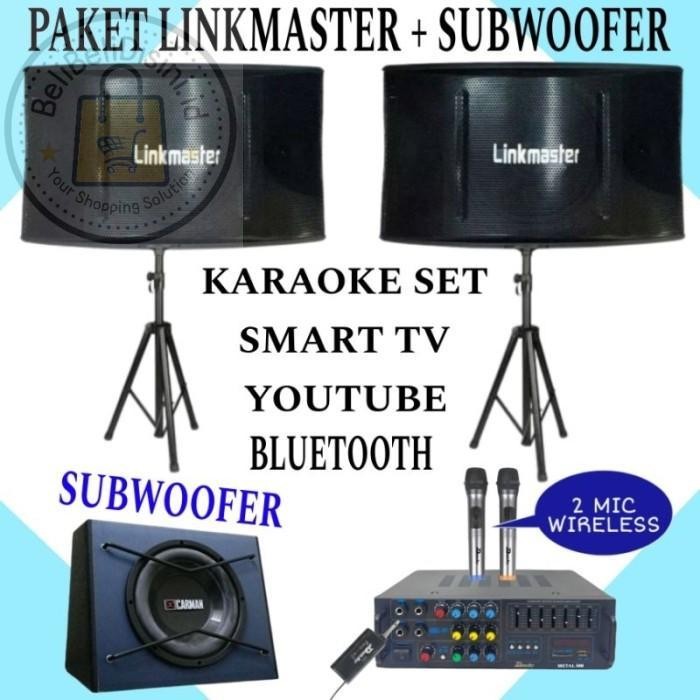 Paket Karaoke Set Linkmaster 10 Inch Plus Subwoofer Karaoke Smart Tv