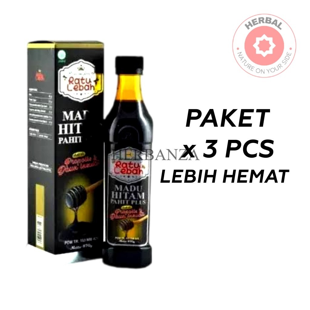 3 PCS Ratu Lebah Madu Hitam Pahit – Herbal Alami Propolis + Ekstrak Daun Insulin BPOM