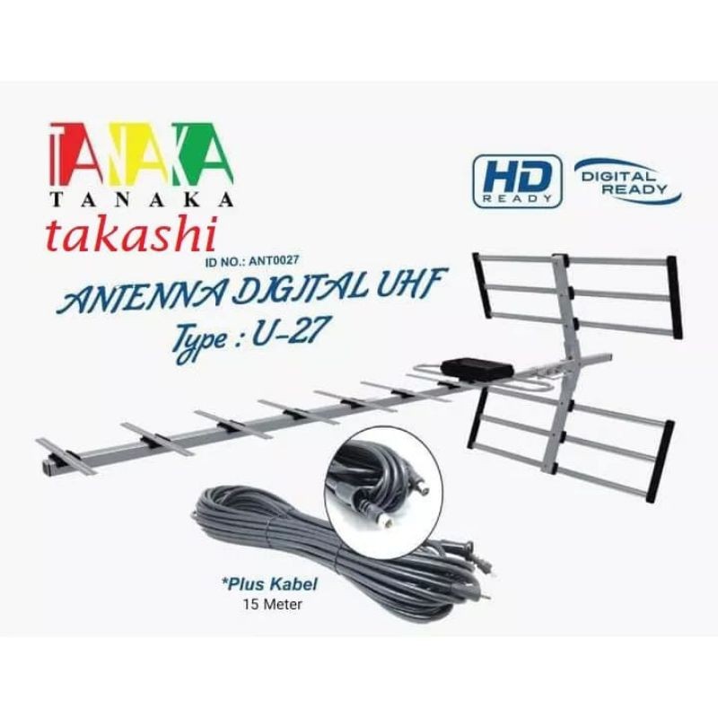 TANAKA ANTENA TV DIGITAL U-27+KABEL 15METER