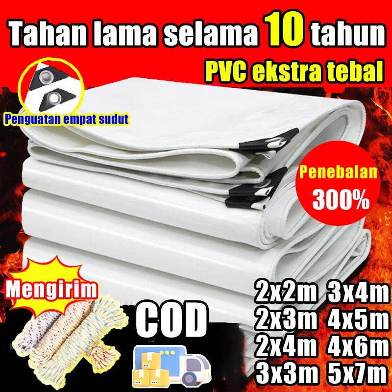 COZYLIVING 【Tahan air dan tabir surya dua sisi】terpal terpal tenda  Putih 1x2 2×2 2x4 2×6 3x4 3x5 4x