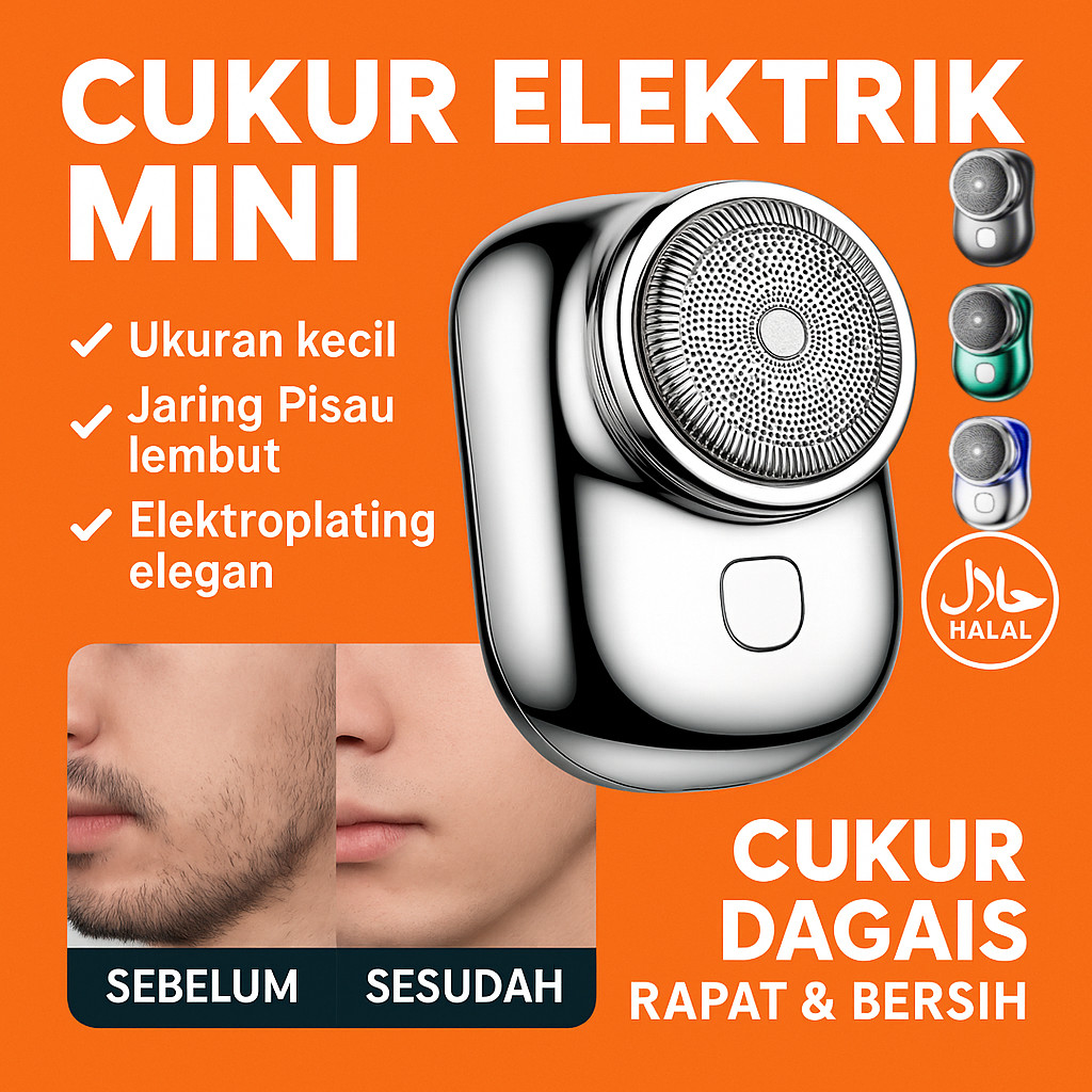 Alat Cukur Listrik Portabel Anti Air IPX7 – Pisau Baja Jerman, Bisa Dicuci, Baterai 60 Menit, USB-C 