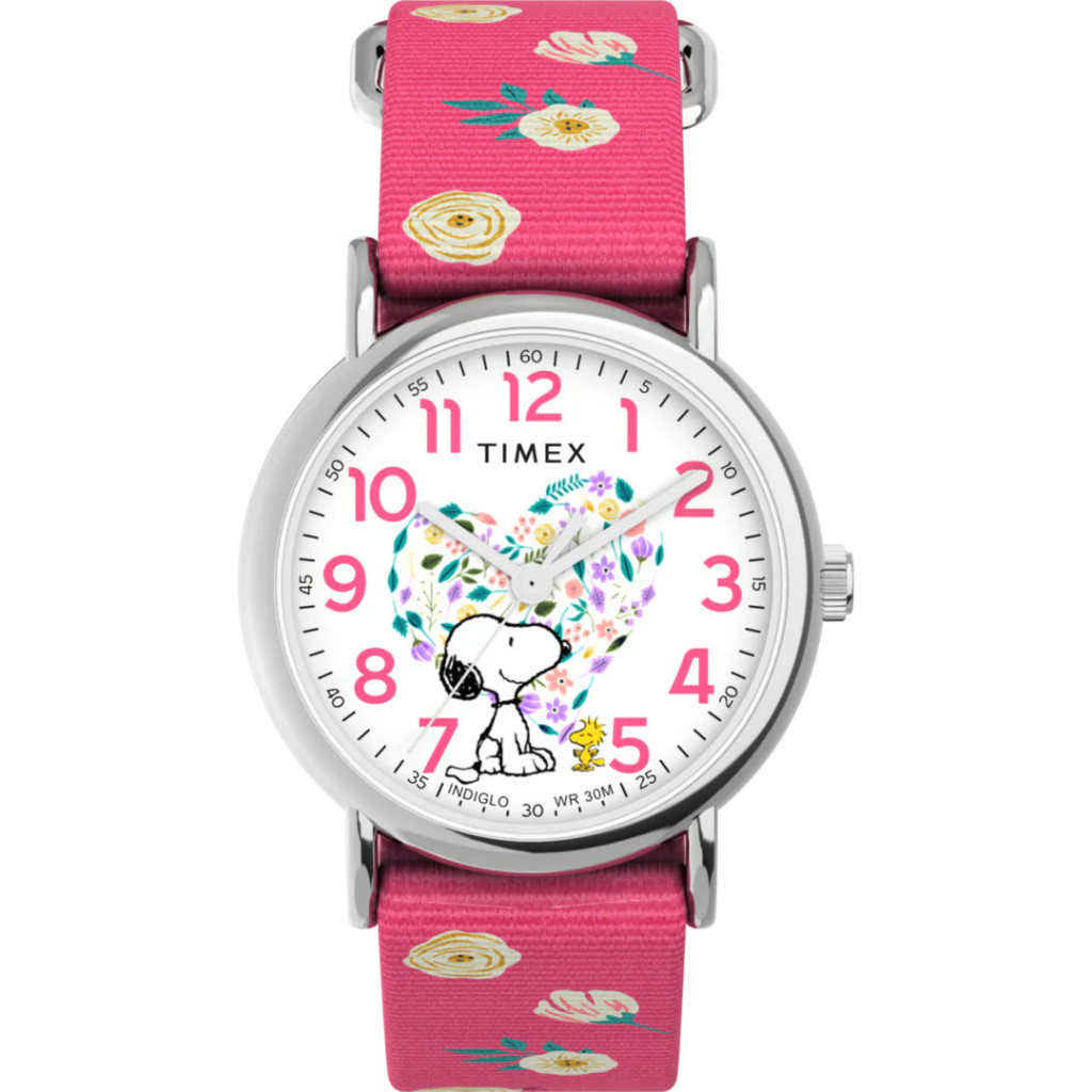 Original 100% Jam Tangan Wanita Timex TW2W83100 Peanut Timex Weekender Floral 38mm Fabric Strap Watc