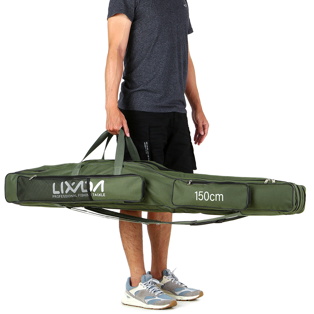 Lixada 3-Layer Fishing Bag 130cm/150cm Portable Fishing Bag Travel Bag Folding Fishing Rod Reel Tack