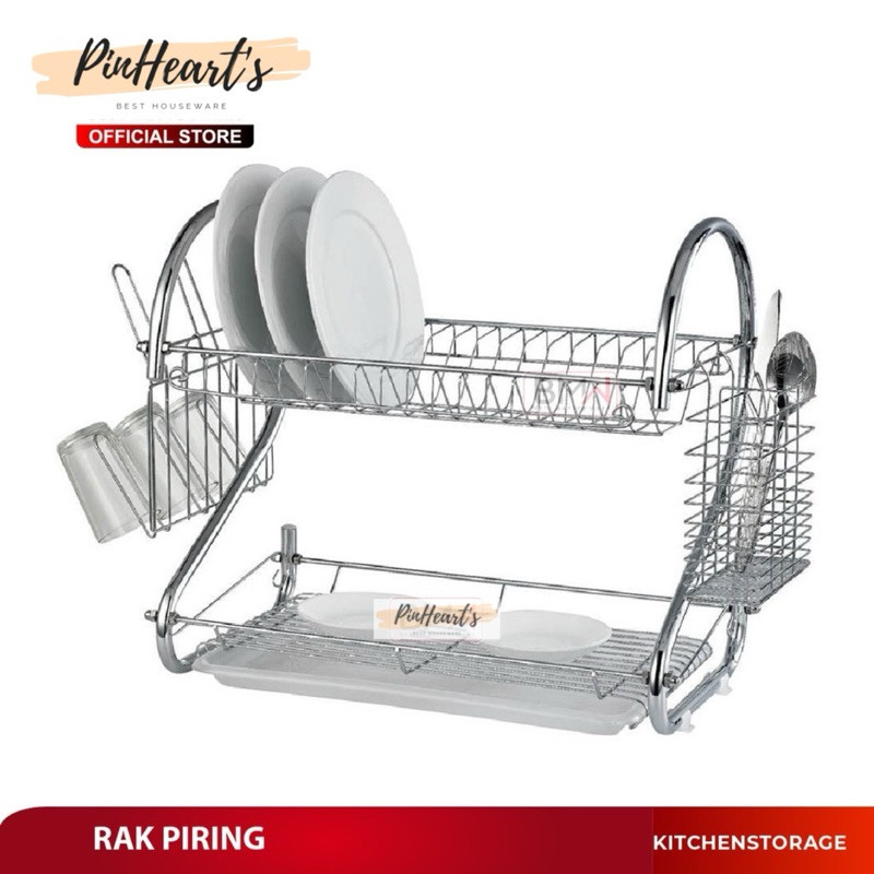 RAK PIRING STAINLESS STEEL TEBAL RAK PERALATAN DAPUR 2 SUSUN TINGKAT DISH DRAINER MINIMALIS STAINLES