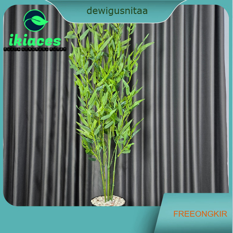 POHON BAMBU ARTIFISIAL JUMBO 1 METER TANAMAN HIAS PLASTIK DAUN BAMBU PLASTIK BUNGA PALSU DEKORASI PO