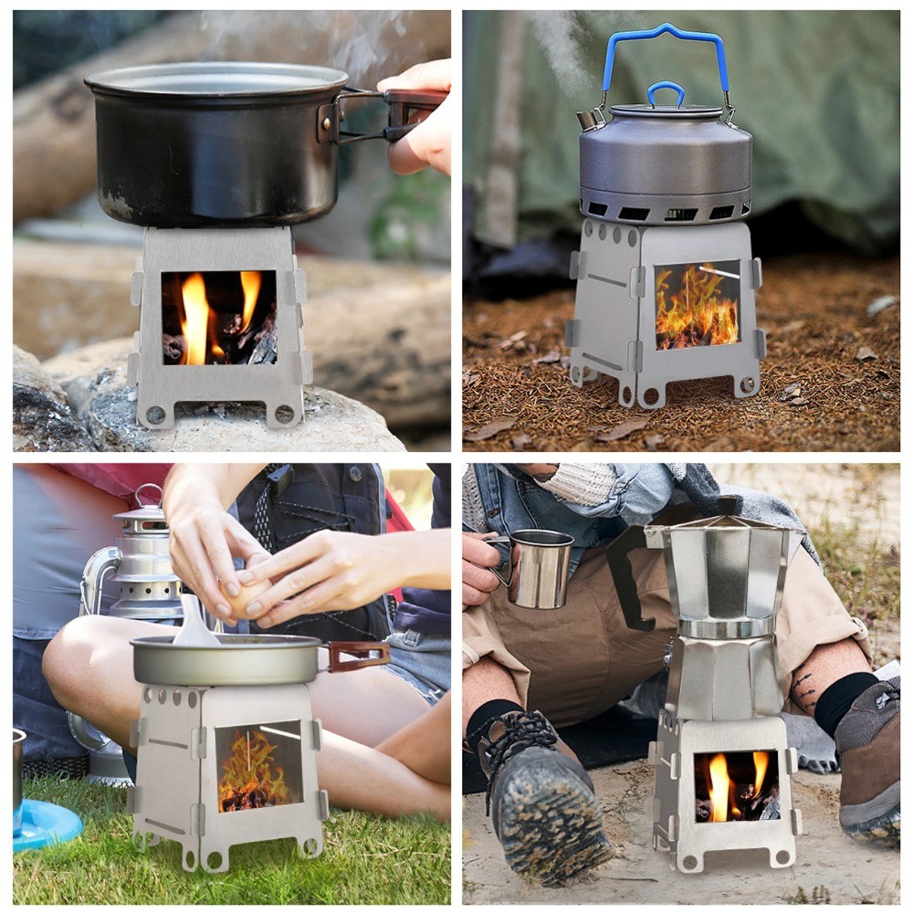 Camping Furnace Wood Stove Alcohol Stove Stainless Steel Portable Camping Stove Outdoor Stove Campin