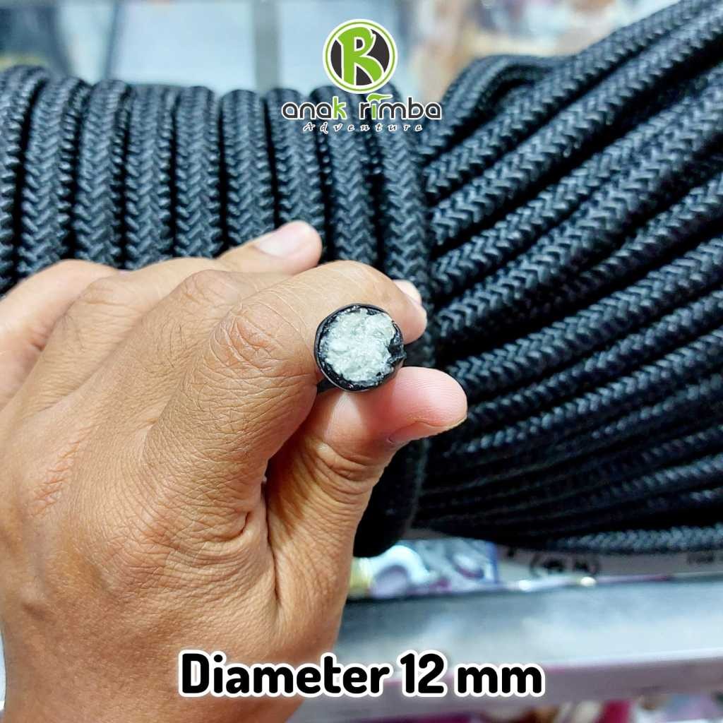 KarmanTEL TNI Statis 12mm Tali KarmanTEL 12 mm x 50 Meter TNI Hitam