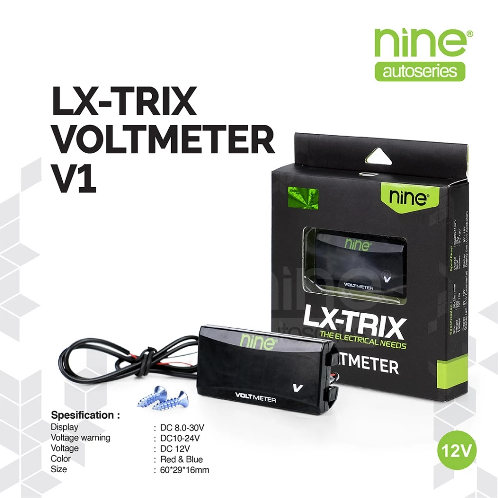 LX-TRIX Voltmeter Ampere Aki Motor Digital 12V Waterproof Accu Meter Universal V1 - NINE AUTOSERIES