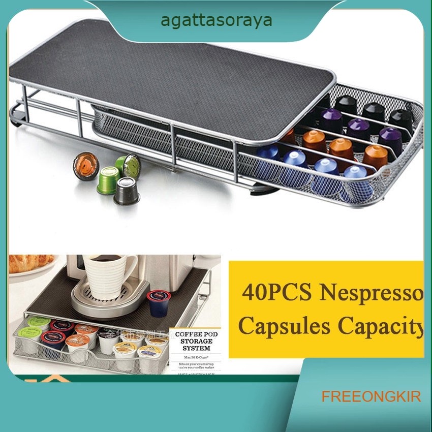 40Pcs Tempat Kapsul Kopi Behan Besi Coffee Capsules Drawer Rak Holder Kotak Nescafe Base Pembuat Kop