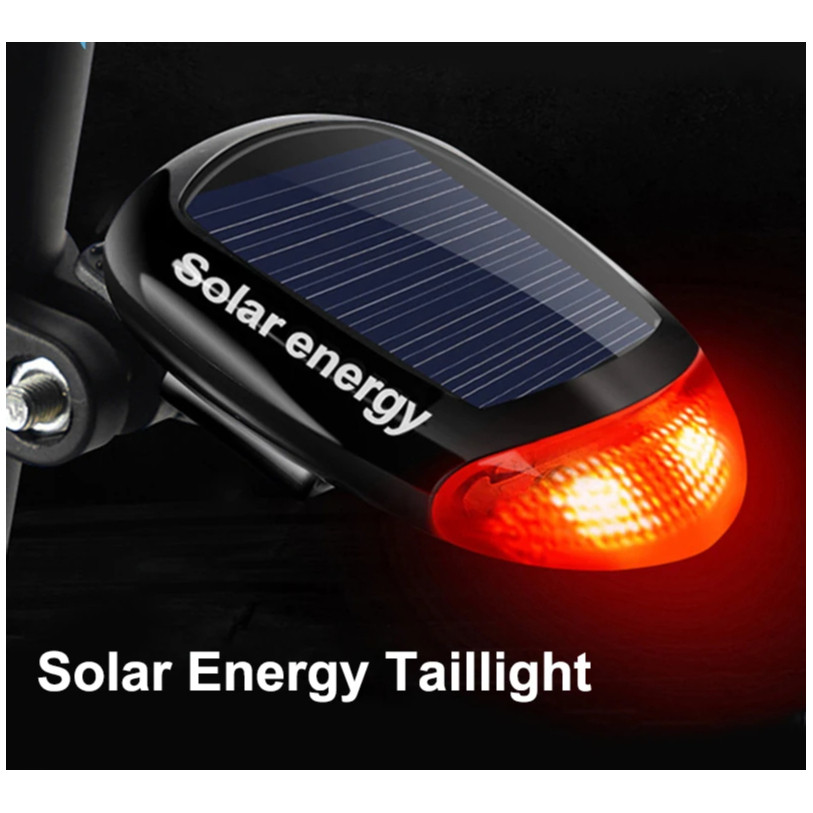 Solar Bicycle Tail Light Cycling Safety Solar Power Energy Bike Rear Lamp Night Ring Safety Warning 