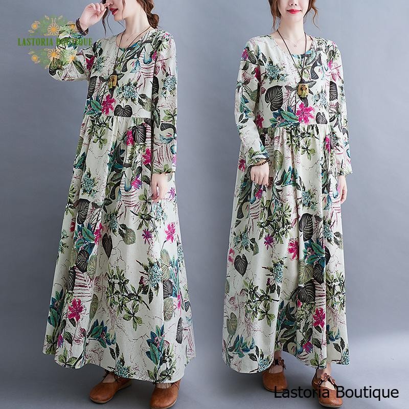 Forest Oversized Midi Dress Premium Autumn Fashion Lastoria Boutique