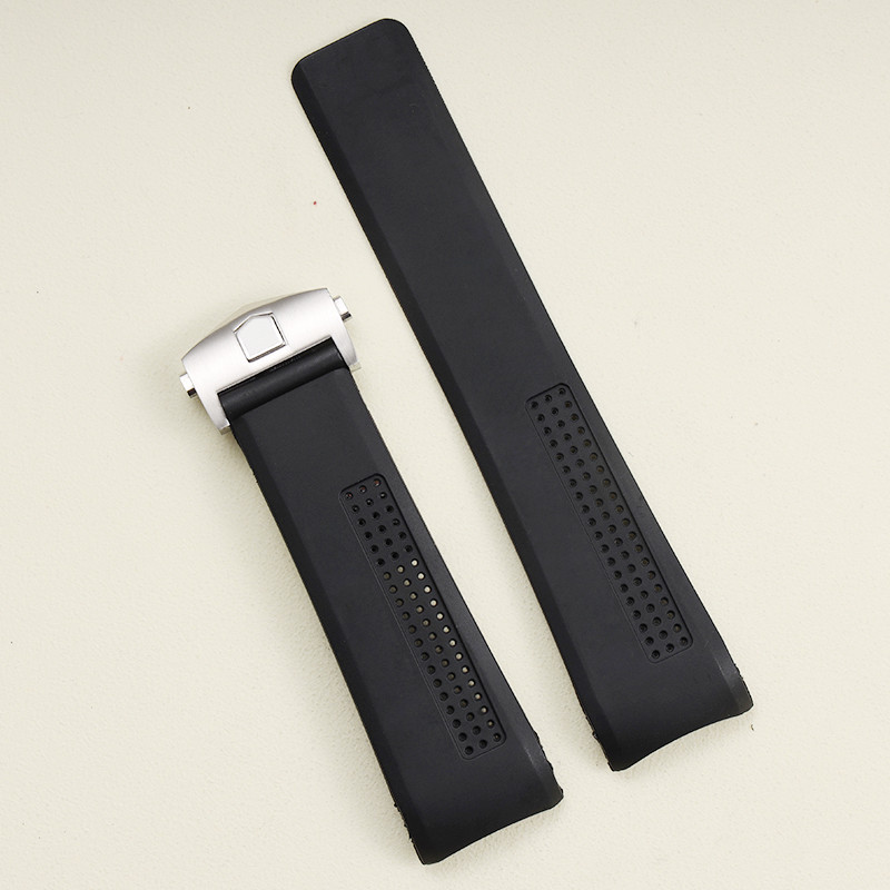 New 20 22mm Black Rubber Watband Bracelet For TAG HEUER GRAND CARRERA AQUARACER Soft Silicone Wristb