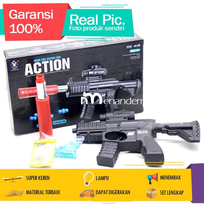 Mainan Anak Tembak Tembakan Pistol-Pistolan MK416 Action Laser Peluru Air by Summerstore id