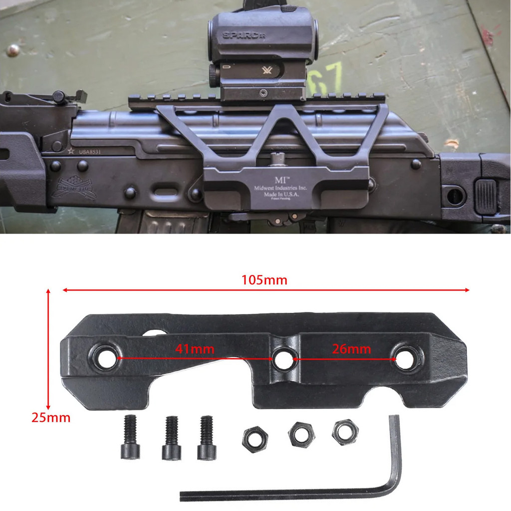 Tactical AK47 Steel Dovetail Side Plate Rail Scope MI Mount For Milled  Receivers Accepts AK Side Mo