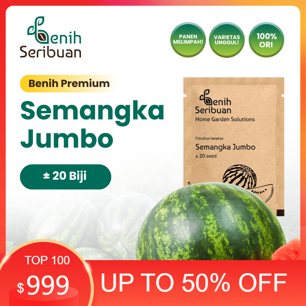 Benih Seribuan - Benih Buah Semangka Merah Jumbo F1 Hibrida
