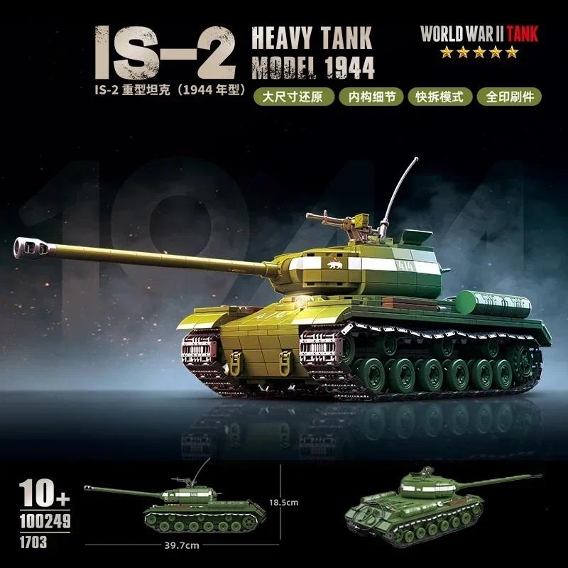WW2 Military Classic Model Tiger Leopard KV-1 KV-2 IS-2 Heavy Tank Collection Model Buig Blocks Bric