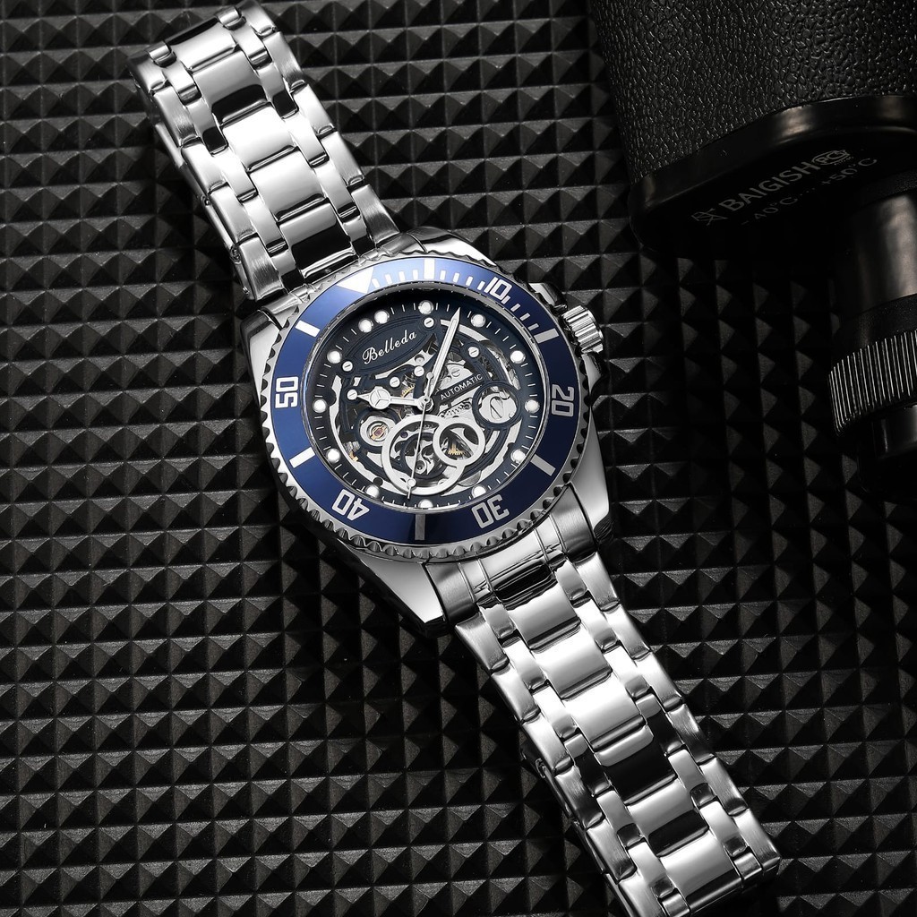 JAM TANGAN ORIGINAL AUTOMATIC BELLEDA 9479 RANTAI JAM TANGAN STAINLESS STEEL ORIGINAL NEW