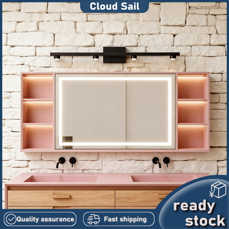 Lampu Dinding Kamar Mandi Modern 4 Lampu LED Tahan Air, Lampu Cermin Kamar Mandi Stylish Hitam Lampu