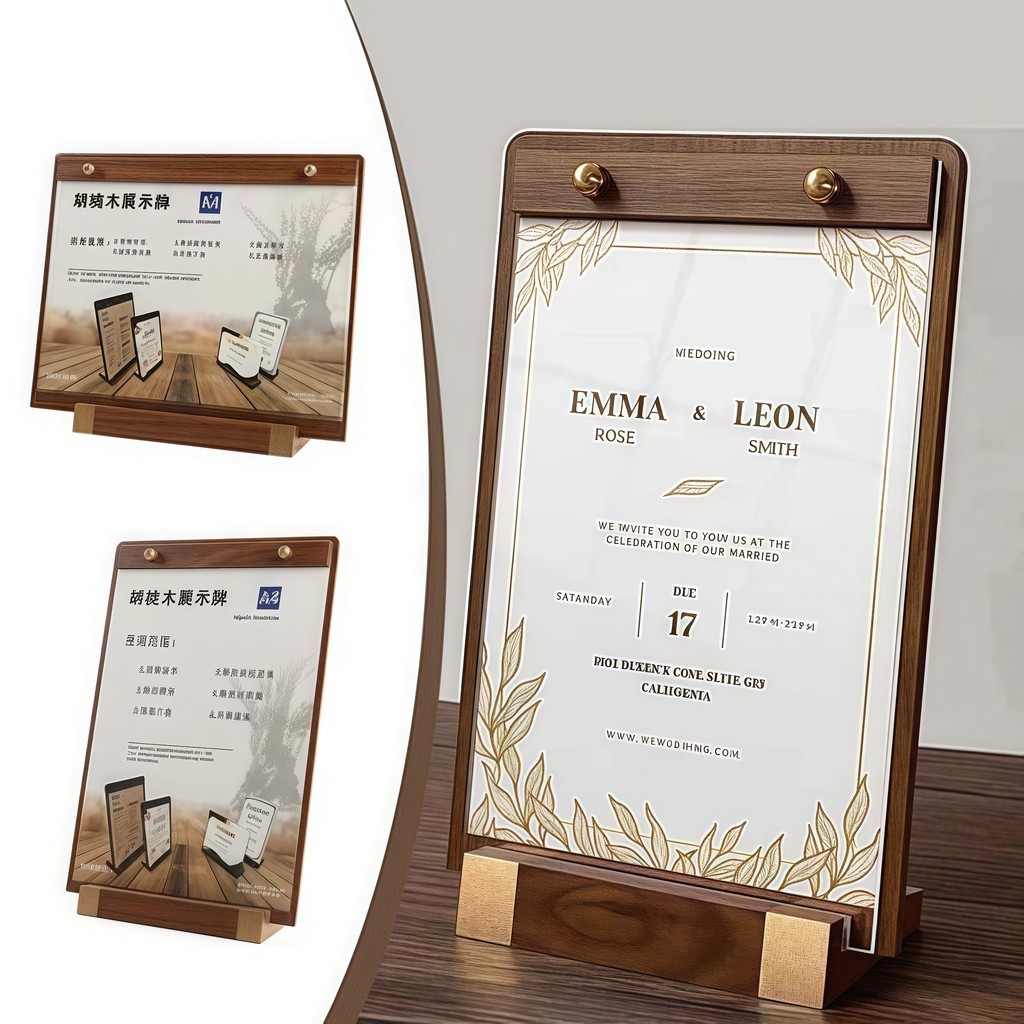 WOLDANSHOP Stand Menu Menu Kayu Wood Sign Holder Stand Kalender Menu Holder Tempat Menu Berdiri