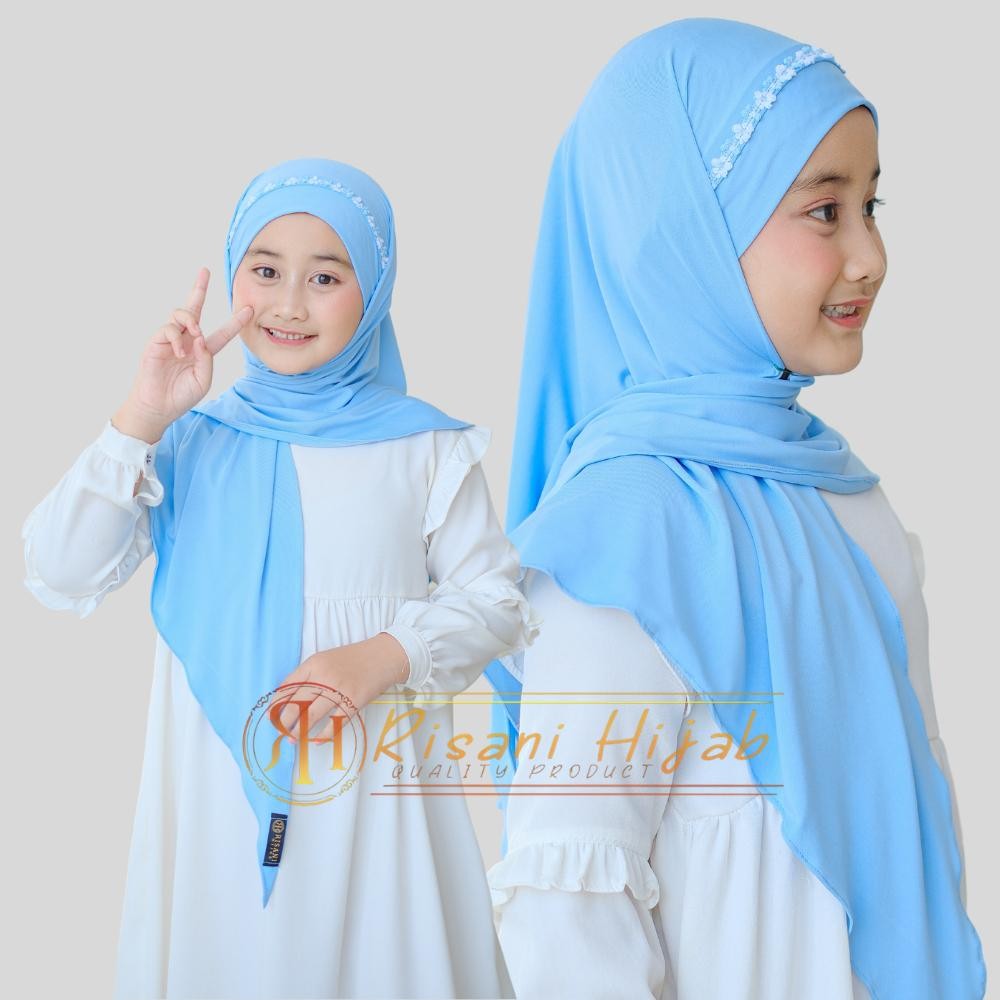 ihsn Hijab bando Renda Melati jr jersey /Jilbab Anak Segitiga Malay jr / Kerudung Anak sekolah perem