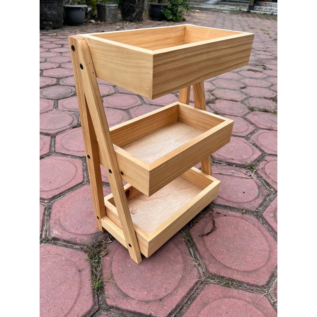 Rak Bawang Susun KAYU JATI Gratis Stiker Tempat Telur Bumbu Dapur Unik Aesthetic Kualitas Premium