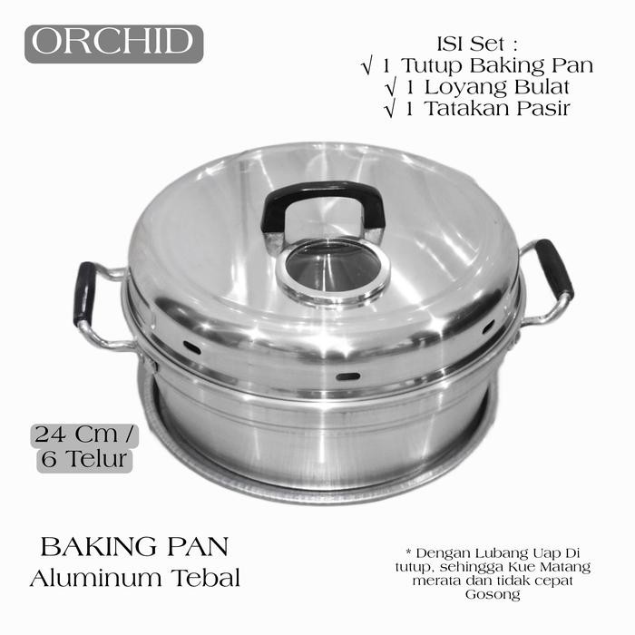 NEW PRODUK WS1 Baking Pan Set Almunium 24 Cm 6 Telur Orchid Loyang Set Alat Panggangan Kue Bolu Kitc